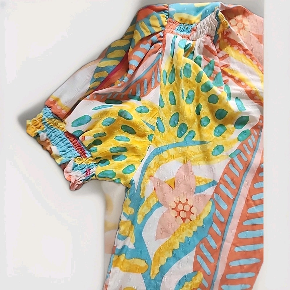 Christian Siriano Top Blouse Womens Small Floral Tropical V Neck Hawaian NWT - Picture 4 of 8